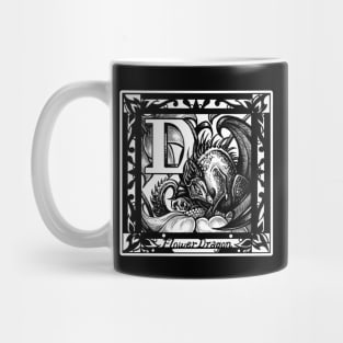 D is For Dragon Flower - White Outlined Version Mug